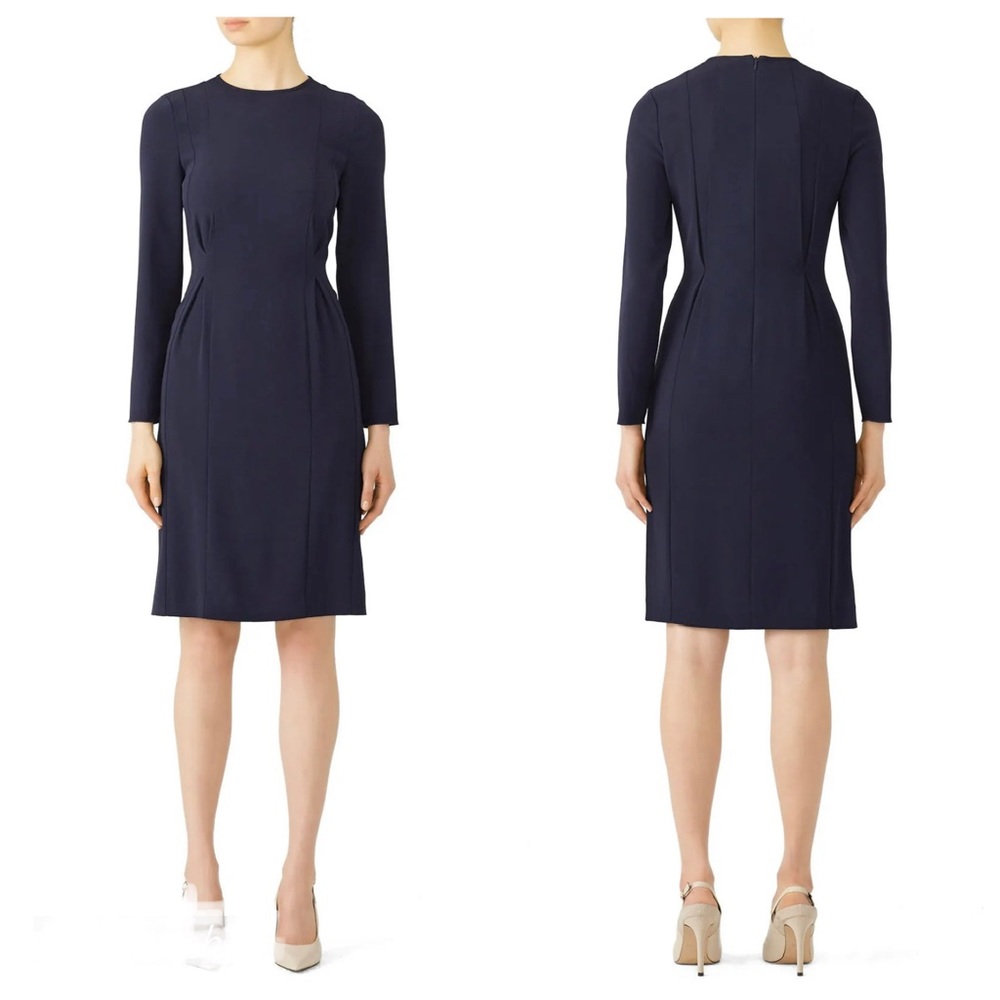 L.K. Bennett Jessica Navy Blue Dress Long Sleeve Knee‎ Length Women’s Sz 12